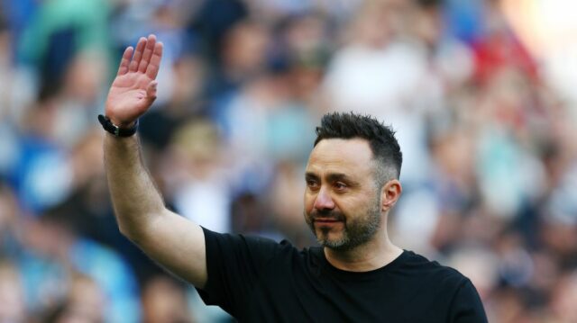 Roberto De Zerbi po zápase Premier League medzi Brighton & Hove Albion a Manchestrom United na American Express Community Stadium. 