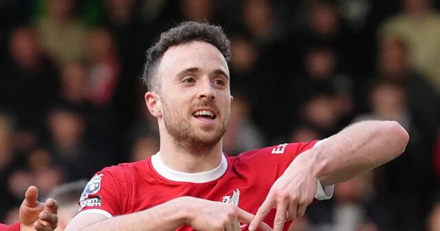 Diogo Jota oslavuje za Liverpool