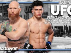 UFC Fight Night 269: Ako sa pozerať na Emmetta-Vallejosa, zostavu Vegas, kurzy LAS VEGAS, NEVADA – 5. apríla: (RL) Josh Emmett udrel Lerone Murphyho z Anglicka v ich zápase pérovej váhy počas podujatia UFC Fight Night na UFC APEX 5. apríla 2025 v Las Vegas, Nevada. (Foto: Jeff Bottari/Zuffa LLC)