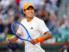 Učiaca sa Tien postupuje do štvrťfinále Indian Wells Študent Tien sa usmieva po tom, čo porazil Alejandra Davidoviča Fokinu 4-6, 6-1, 7-6 počas zápasu štvrtého kola BNP Paribas Open v Indian Wells v Kalifornii v utorok 10. marca 2026.