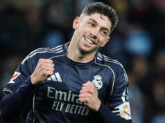 Valverde sa stal víťazom, keď Real porazil Celtu Vigo Federico Valverde oslavuje gól za Real Madrid