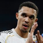 Anglický obranca Realu Madrid #12 Trent Alexander-Arnold je vystriedaný počas posledného 16. zápasu prvého zápasu Ligy majstrov UEFA medzi Realom Madrid CF a Manchestrom City na štadióne Santiaga Bernabeua v Madride 11. marca 2026.