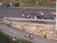 Vydaná aktualizácia zdravotného stavu cyklistky, ktorá bola prevezená do nemocnice s piatimi zlomenými rebrami po tom, čo pri brutálnej nehode spadla hlavou cez bariéru na ceste Talianska cyklistka Debora Silvestriová je „v dobrej nálade“ aj napriek tomu, že sa stala obeťou hroznej nehody