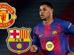Vysnívaný scenár prestupovej výmeny Marcusa Rashforda Man Utd, keď sa objaví postoj Barcelony Marcus Rashford z FC Barcelona oslavuje po strelení štvrtého gólu svojho tímu so svojím spoluhráčom Marcom Casadom z FC Barcelona počas zápasu MD8 fázy Ligy majstrov UEFA 2025/26 medzi FC Barcelona a FC Kodaň na Spotify Camp Nou