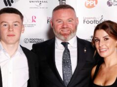 Wayne Rooney porušuje zlaté pravidlo syna Kaia, ale ikona Man Utd odchádza sklamaná Kai Rooney, Wayne Rooney a Coleen Rooney navštevujú futbalové legendy Nordoffa Robbinsa v JW Marriott Grosvenor House