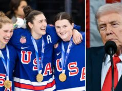 Zdá sa, že olympijskí hokejisti žartujú o nedávnej kontroverzii s Trumpom Americká zlatá medailistka v hokeji povedala, že je „smutné“, že mužský tím sa musel ospravedlniť za kontroverziu na olympiáde