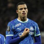 Mason Greenwood po tom, čo strelil prvý gól svojho tímu počas francúzskeho futbalového zápasu L1 medzi Toulouse FC a Olympique de Marseille (OM).