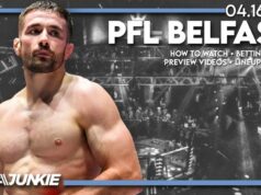 Ako sledovať PFL Belfast: Profily bojovníkov, zostava, čas začiatku, kurzy Tlačová konferencia PFL Super Fights: Battle of the Giants na koncerte The Anthem vo Washingtone DC, štvrtok 22. augusta 2024. (Cooper Neill / PFL)