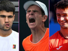 Alcaraz sediaca kačica, Shelton americká č. 1, Jodar +32, Trungelliti +41 Alcaraz sediaca kačica, Shelton americká č. 1, Jodar +32, Trungelliti +41