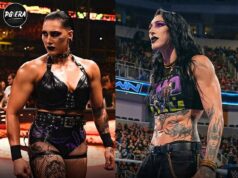 Austrálska senzácia WWE, Rhea Ripley, sa na LIES vyjadrila o radikálnej zmene svojho vzhľadu – a vtipkuje o poruche príjmu potravy Na obrázku: Príspevok, ktorý začal drámu, zobrazujúci Rheu Ripleyovú predtým (vľavo) a potom, ako sa zdalo, že stráca svalovú hmotu