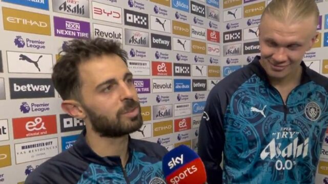 Bernardo Silva hovorí pre Sky Sports spolu s Erlingom Haalandom