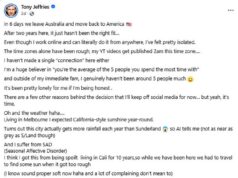 Britský olympijský hrdina odhaľuje smutný dôvod, prečo musel prestať žiť Down Under – a na vine je správanie Aussies Vo svojom odchode Tony Jeffries uviedol počasie spolu s časovými pásmami ako súčasť dôvodov svojho odchodu