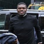 Thomas Partey je na snímke, ako dnes (pondelok, 13. apríla) prichádza na Southwark Crown Court