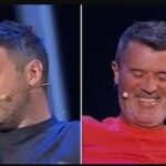 Roy Keane vo švíkoch ako Conor Moore ho napodobňuje na živej show The Overlap