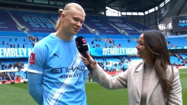 Erling Haaland odhalil X-hodnotenú správu po hetriku Man City vs Erling Haaland oslavuje gól Manchestru City proti Liverpoolu