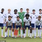 Anglickému mládežníckemu tímu s Maxom Dowmanom (vpravo dole) sa nepodarilo prebojovať na Euro do 19 rokov