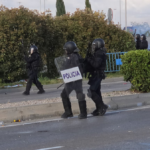 Polícia pred Wanda Metropolitano.