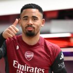 Gabriel Jesus z Arsenalu počas tréningu v Sobha Realty Training Center 16. marca 2026 v London Colney, Anglicko