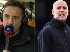 Gary Neville a Pep Guardiola sa zhodli na obrovskom záujme o titul Arsenalu Pep Guardiola