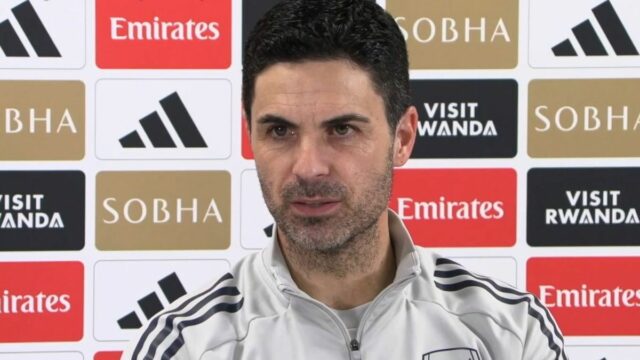 Mikel Arteta na tlačovej konferencii