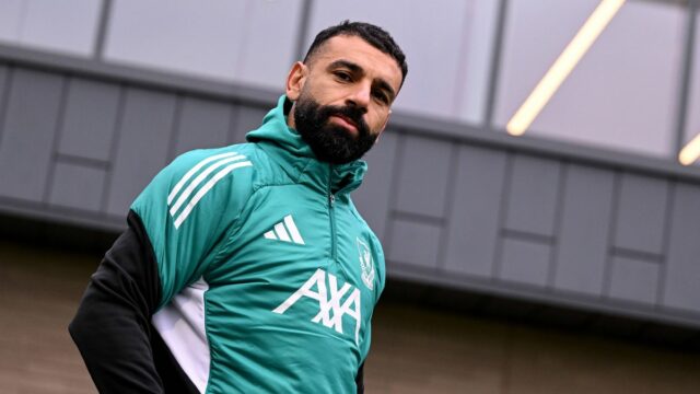 Mohamed Salah z Liverpoolu počas tréningu v AXA Training Center