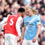 Hviezda Man City Haaland reaguje na súboj Gabriela proti Arsenalu, keď je Neville ohromený