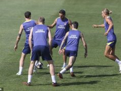 ISAAN KHAN: Toto ma naučil môj výlet na štadión Atletica o ich čiernej mágii – a prečo musí byť Arsenal v strehu v zápase Ligy majstrov Hráči Atlética Madrid trénujú v pondelok pred semifinále Ligy majstrov proti Arsenalu