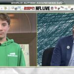 Dana Orlovského z ESPN zaplavili emócie, keď jeho 14-ročný syn Madden vystúpil v NFL Live na Svetový deň povedomia o autizme, aby sa podelil o svoju lásku k Eagles.