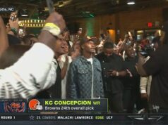 KC Concepcion, ktorý bol zosmiešňovaný odpornými trolmi pre jeho rečovú vadu, je vybraný v prvom kole návrhu NFL KC Concepcion reaguje po tom, čo bol vo štvrtok večer vybraný na 24. miesto v drafte NFL 2026