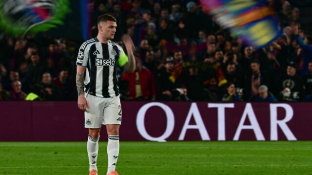 Kieran Trippier vydáva emotívne vyhlásenie, keď potvrdzuje obrovské rozhodnutie Newcastlu BARCELONA, ŠPANIELSKO – 18. marca: Kieran Trippier z Newcastlu United (2) počas zápasu osemfinále 2. kola Ligy majstrov UEFA 2025/26 medzi FC Barcelona a Newcastle United FC na Camp Nou 18. marca 2026 v Barcelone v Španielsku. (Foto: Serena Taylor/Newcastle United cez Getty Images)
