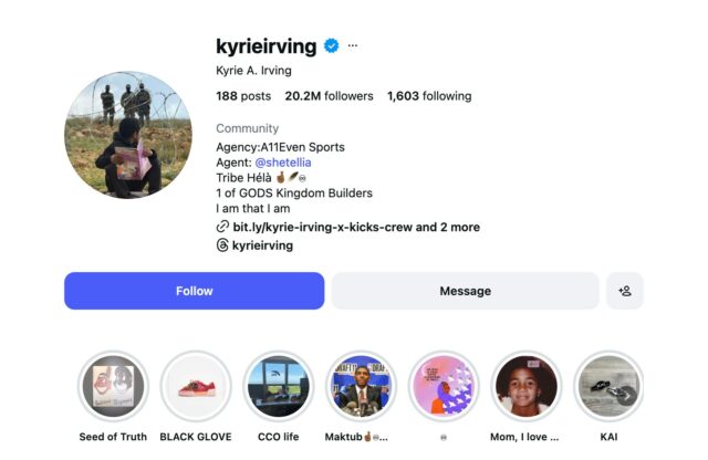 Kyrie Irving mení fotku na Instagrame, aby vyjadril solidaritu s Palestínou | Basketbalové novinky
