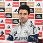 Tréner Arsenalu Mikel Arteta sa zúčastňuje tlačovej konferencie pred súbojom so Southamptonom