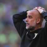 LONDÝN, ANGLICKO - 25. apríla: Pep Guardiola, manažér Manchestru City, reaguje počas semifinálového zápasu Emirates FA Cup medzi Manchestrom City a Southamptonom na štadióne Wembley 25. apríla 2026 v Londýne v Anglicku. (Foto: Michael Regan – The FA/The FA cez Getty Images)