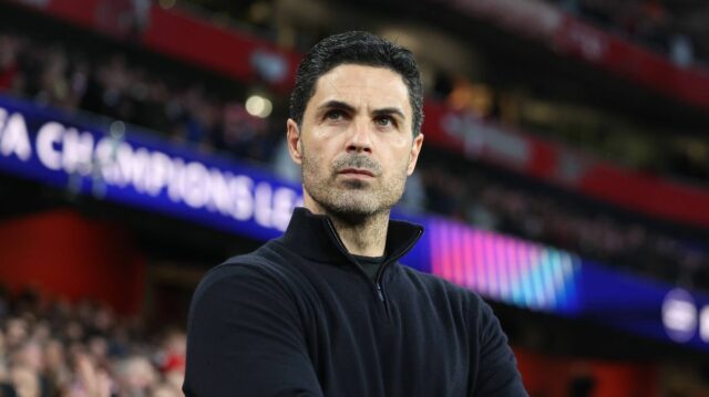 Manažér Arsenalu Mikel Arteta sa pozerá dopredu pred zápasom štvrťfinále Ligy majstrov UEFA 2. kola medzi Arsenalom a Sportingom Lisabon