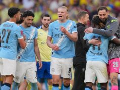 Nepravdepodobný hrdina Man City za 50 miliónov libier potopil Southampton, aby vyhral semifinále FA Cupu a udržal pri živote treble Nico Gonzalez oslavuje strelenie víťazného gólu City (Getty)