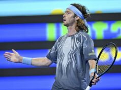 „Nie na takej úrovni“: Andrey Rublev po prehre v Barcelone upustil od hlúpeho priznania 20. februára 2026, Dauha, Katar: Arthur Fils z Francúzska je videný v akcii proti Jakubovi Menšíkovi z Českej republiky počas semifinálového zápasu mužskej dvojhry na tenisovom turnaji ATP, Tennis Herren Qatar Exxonmobil Open 2026 v Khalifa International Tennis Complex. Arthur Fils vyhral nad Jakubom Menšíkom 6-4,7-6. Konečné skóre Arthur Fils vyhral Jakub Menšík 6-4, 7-6. Dauha, Katar – ZUMAs197 20260220_aaa_s197_355 Copyright: xNoushadxVariyattiyakkalx