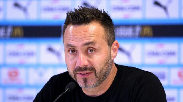 Roberto De Zerbi, hlavný tréner Olympique de Marseille portrét po zápase Ligue 1 McDonald's medzi Olympique de Marseille a FC Lorient na Stade Velodrome 12. septembra 2025 v Marseille vo Francúzsku