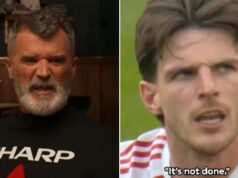 Roy Keane a Gary Neville nesúhlasia s Pepom Guardiolom pre plačlivý moment Declana Ricea Declan Rice a Roy Keane