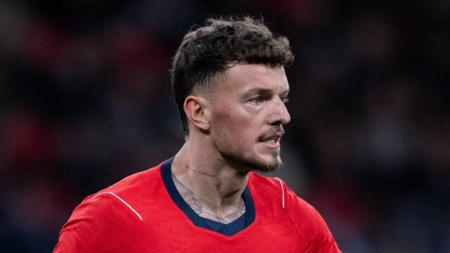 Ben White z Anglicka počas medzinárodného priateľského zápasu medzi Anglickom a Uruguajom na štadióne Wembley 27. marca 2026 v Londýne v Anglicku.