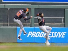 Tigers CF Parker Meadows hospitalizovali po kolízii MLB: Detroit Tigers v Minnesote Twins