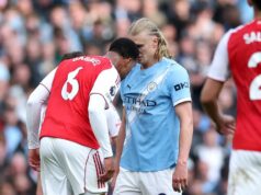 Trest pre Gabriela „rozhodnutý“ po zásahu Erlinga Haalanda počas prehry Arsenalu v Man City Gabriel dostal iba žltú kartu