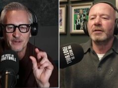 Verdikt Garyho Linekera a Alana Shearera o titule Arsenalu ako „zmätený“ komentár Mikela Artetu Dva obrázky mužov zapojených do niečoho, čo vyzerá ako rozhlasový rozhovor alebo nahrávacia relácia. Muž naľavo má okuliare a slúchadlá, pričom jednou rukou gestikuluje a hovorí do mikrofónu. Muž napravo má tiež na ušiach slúchadlá a zdá sa, že zatvára oči, možno chvíľu trvá, kým prehovorí do mikrofónu. Obidve osoby sú oblečené v neformálnom odeve, pričom ľavá osoba mala na sebe košeľu tmavej farby a pravá mala čierne polo.