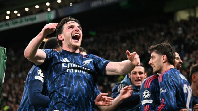 Výhra Arsenalu nebola žiadna náhoda – Declan Rice ukázal, prečo Declan Rice oslavuje gól Arsenalu, ktorý strelil Kai Havertz