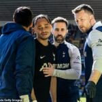 Mnoho fanúšikov Spurs je nahnevaných na svoj zdravotný personál kvôli ich liečbe Xaviho Simonsa (vľavo)