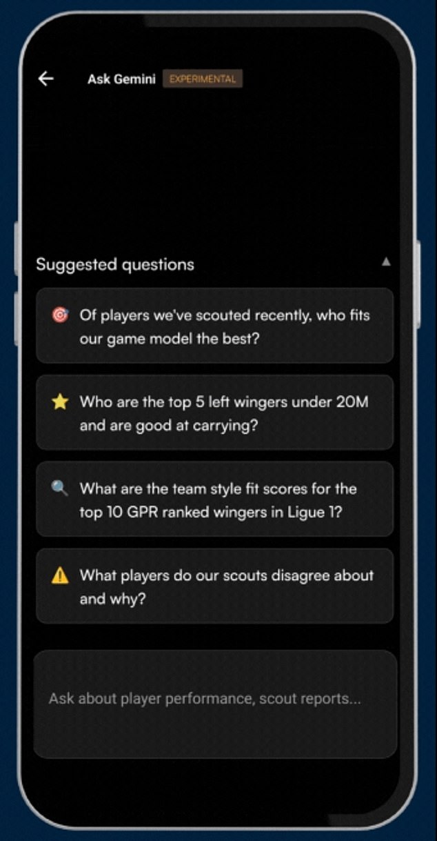 „Podpisovanie hráčov bude ako vytváranie zoznamu skladieb“: Odhalené – aplikácia Kluby môžu aplikácii klásť na mieru šité otázky o svojom tíme a nábore a aplikácia potom vytvorí užší zoznam prestupových cieľov, ktoré zodpovedajú tomu, čo hľadajú.