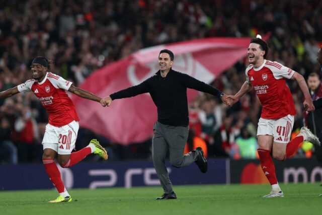 Boli tam radostné oslavy, keď sa Arsenal dostal do svojho prvého finále Ligy majstrov od roku 2006 (Getty)