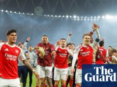 Arsenal zvyšuje hluk a čelí konečnému zúčtovaniu s Celebration Police | futbal Hráči Arsenalu a Arteta oslavujú „neuveriteľnú noc“ po dosiahnutí finále Ligy majstrov – video