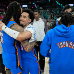 OKC Thunder Jaylin Williams Jared McCain vs. 3. zápas play-off NBA Spurs