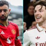 Bruno Fernandes porazí po FWA gongu Declana Ricea a stane sa 'PFA Player of the Year'
