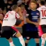 Obranca Southamptonu Taylor Harwood-Bellis zosmiešnil Aidana Morrisa z Middlesbrough oslavou ďalekohľadu... ale Saints by mohli byť vylúčení z play-off o 'Spygate 2.0'